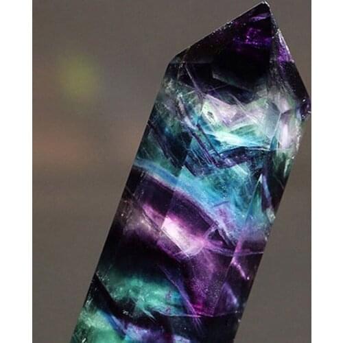 1PC Natural Fluorite Hexagonal Column Crystal Point Healing Wand Quartz Mineral Reiki Crystal Ornaments Home Decoration Stone