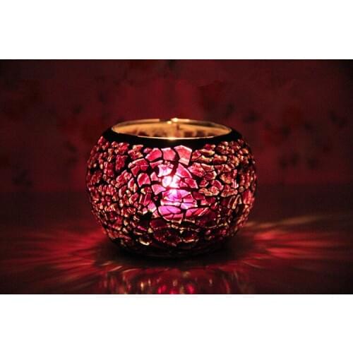 1PC Handmade Glass Mosaic Candle Holder European Candlestick Tea Candle Holder Home Candlelight Dinner Cafe Decor EJX 1130