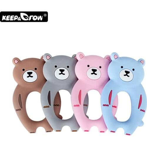 Keep&Grow 1pc Bear Silicone Teether BPA Free Rodent Baby Teethers DIY Necklace Making Teething Toys Accessories Silicone Beads