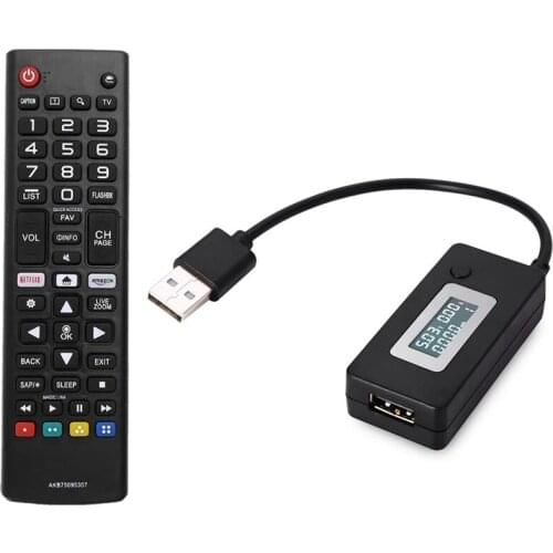 1Pcs LCD USB Detector Voltmeter Ammeter Tester QC2.0 3 - 15V & 1Pcs Smart Tv Remote Control