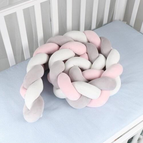 1M/2M Handmade Newborn Baby Bed Bumper Pure Weaving Plush Knot Crib Bumper Kids Bed Baby Cot Protector Toddler Infant Room Decor
