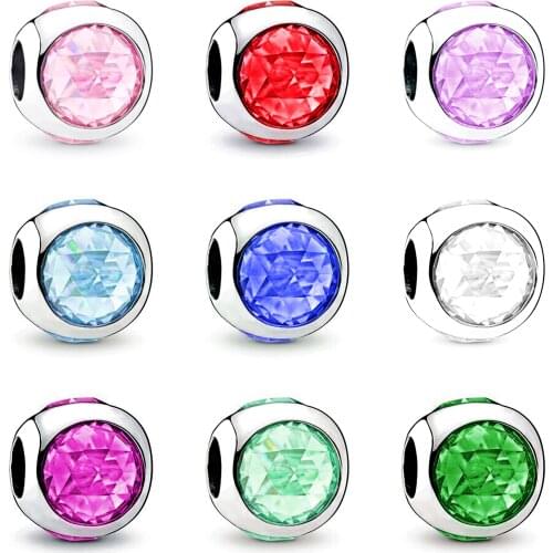 2pcs Multicolor Sparkle Beaded Round Charm Fit Brands Bracelets For Women Original Bangle Diy Necklace Children Jewelry Gift