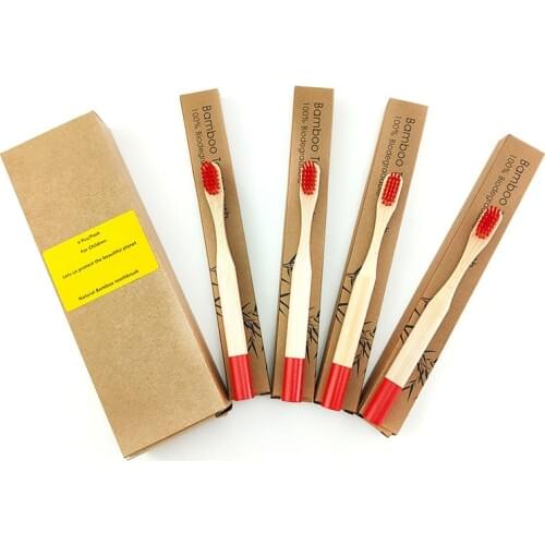 4pcs Children Toothbrush Kits Bamboo Wooden Toothbrush Soft Bristles Child Teeth Bushes Wood Baby Oral Care Cleaning Tools