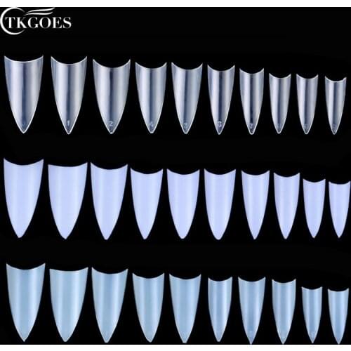 500 X Pointed False Nails Clear/Natural/White French False Stiletto Pointed Shape Acrylic Nails UV Gel Artificial Nail Art Tips