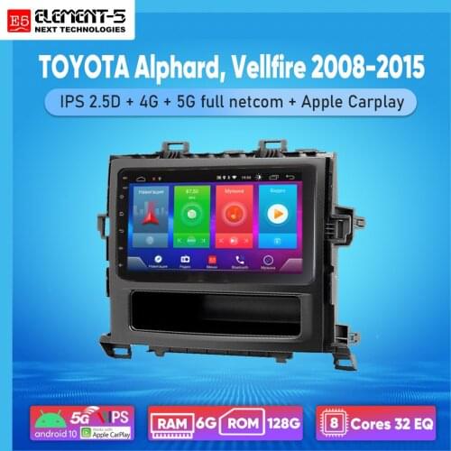 ELEMENT-5 7" 2G+32G Android 8,9,10 4G WIFI RDS DSP Car Radio For TOYOTA Alphard, Vellfire 2008-2015, Navigation GPS HIFI