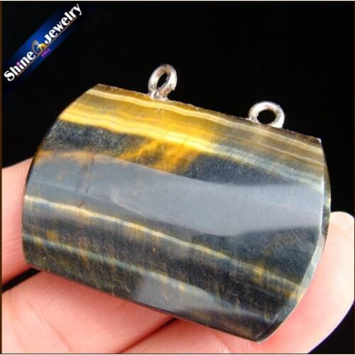 FreeShipping Fashion Jewelry Natural African Blue Tigers Eye Stone Drop Pendant Necklace Timeless Gift For Boyfriend CS274