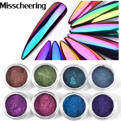 0.3g/box Top Quality Chameleon Nail Glitters Dust Mirror Powder DIY UV Gel Polish Chrome Nail Art Pigments Manicure Decorations