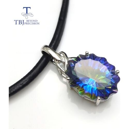 TBJ,Extra big pendant coated mystic quartz gemstone in 925 sterling silver colorful jewelry for party wear