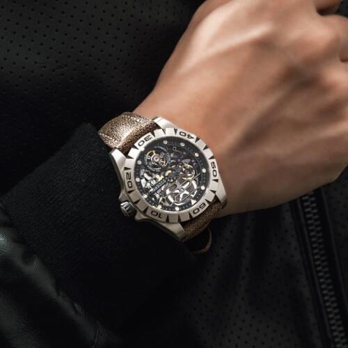 Boderry Urban Mens Titanium Watches Top Brand Luxury Fashion Skeleton Automatic Mechanical Waterproof Watch Relogio Masculino