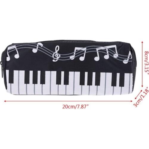 Music Notes Piano Keyboard Pencil Case Large Capacity Pen Bags Stationery Office 20CA