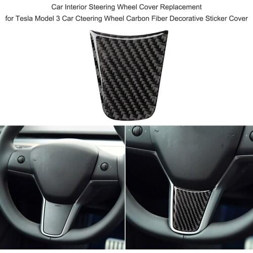 Car Interior Steering Wheel Cover car sticker for Tesla Model 3 Car Cteering Wheel Carbon Fiber Decorative Sticker Cover