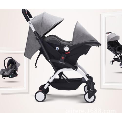 Baby Stroller with Sleeping Basket Portable Car Seat Car Stroller 3 In 1 Light Baby Carriage Can Sit and Lay