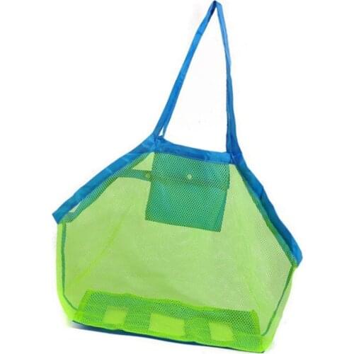 Children Green Portable Anti Sand Beach Mesh Bath Toy Tote Kid Large Folding Net Bag Durable Sand Away Drawstring Backpack