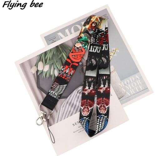 Flyingbee Anime Attacking Giant Cool Cartoon Lanyard Badge ID Lanyards Phone Rope Key Lanyard Neck Straps Accessories X1745