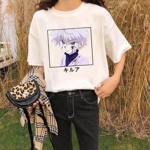 Hunter X Hunter Killua T-shirt Japanese Anime Casual Top Fun Cartoon Harajuku O-neck Loose T-shirt Gothic Style Womens Clothing