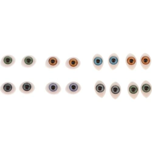16pcs Oval Flat Back Plastic Eyes Iris for Porcelain Dolls DIY 5mm 6mm