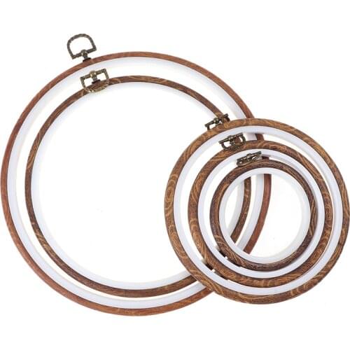 Sewing Tool Round Wooden Color Embroidery Hoops Frame Set Plastic Embroidery Hoop Rings For DIY Cross Stitch Needle Craft Tool