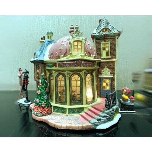 Ceramic Hand Painted House with Night Light Building Scene Handicraft Victoria Palace Home Decor Christmas Gift