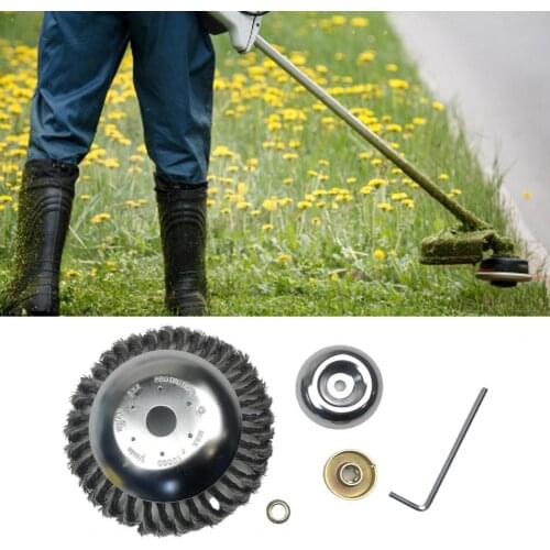 8 inch/6 inch Rust Removal Tray Head Sharp Easy Operation Metal Steel Wire Wheel Brush for Lawnmower Gardening 4-piece Tool Set