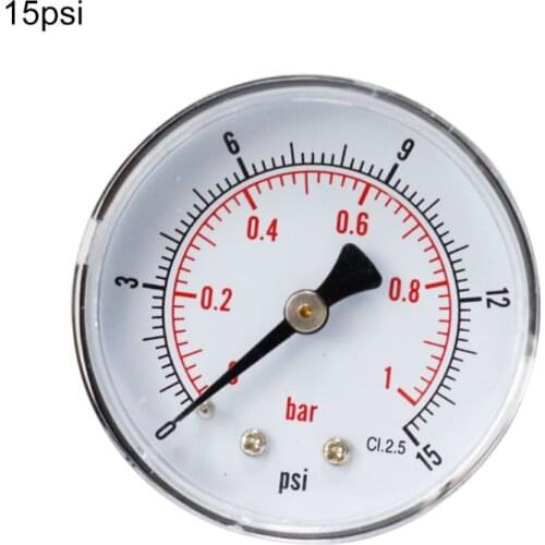 Pressure Gauge 52mm Dial 1/4\" BSPT Horizontal 0/15,30,60.100,160,300 PSI & Bar
