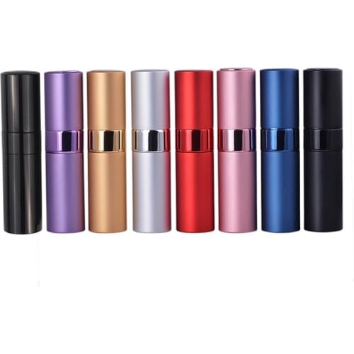 MUB - 8ML Portable Rotary Spray Pump Aluminum Mini Perfume Bottles Glass Perfumes Bottles Makeup