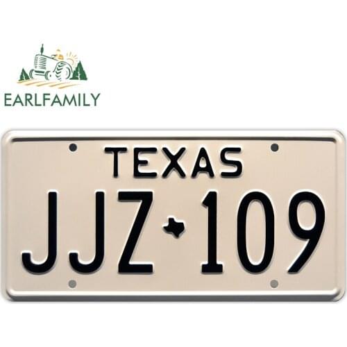 EARLFAMILY 30cm x 15cm for Texas License Plate Waterproof Car Stickers Anime Suitcase Decal Graphics Window JDM Assessoires