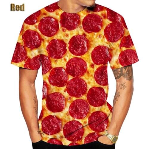 New Popular Summer Food Bacon Pizza Funny 3D Printed T-Shirt Womens/Mens Casual Short Sleeve Family Fashion Fast Food T Shirts