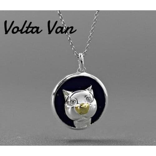 Volta Van Pendant Necklaces 925 Sterling Silver Lapis 2021 New Fine Jewelry Elegant Cute Cat Original Design Concise Necklaces
