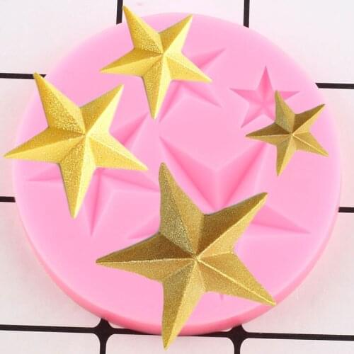 3D Star Shape Silicone Fondant Mold DIY Party Baking Sugarcraft Cake Decorating Tools Resin Clay Candy Chocolate Gumpasty Moulds
