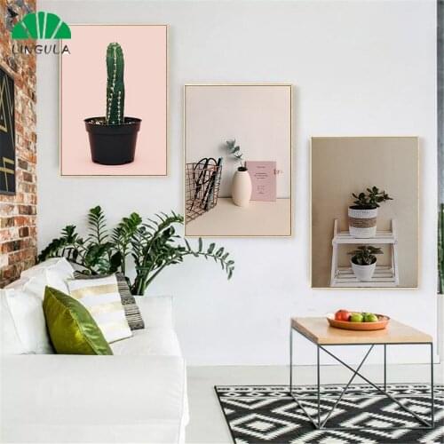 Nordic Canvas Painting Green Plant Cactus Poster Art Print Modern Decoration Wall Picture for Living Room Bathroom Kitchen Decor