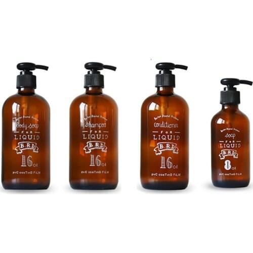 Nordic PET Soap Bottle Brown Bathroom Shower Gel Refillable Bottles Shampoo Wash Hair Conditioner Lotions Press Dispenser