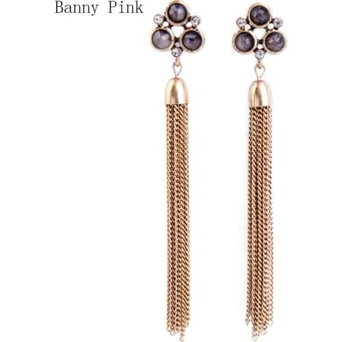 Vintage Multi Chain Pendant Studs Earrings For Women Chunky Long Metal Tassel Post Earrings Fashion Jewelry Pendientes Bijoux