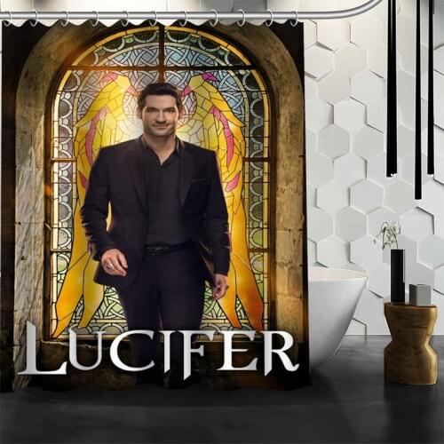 Lucifer TV Shower Curtain Polyester Fabric Bath Curtains For Bathroom 3D Waterproof Bath Curtain Hook Modern Eco-Friendly