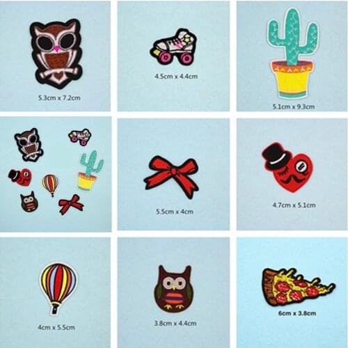 HotAir Balloon Owl Patches Cap Shoe Iron On Embroidered Appliques DIY Apparel Accessories Patch For Clothing Fabric Badges BU22