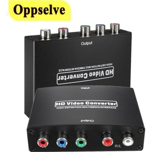 YPBPR Component 5 RCA Video R/L Audio Converter HDMI Compatible Adapter Connector for DVD HDTV Monitor Projector 1080P Adapter