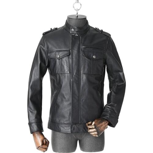 YR!Free shipping.outlet.wholesales.Brand new natural cowhide jacket.men outdoor hunting leather coat.quality cheap leather cloth