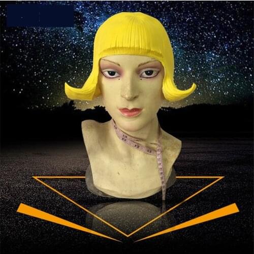 Yellow CD Wig Pretty Female Flash Rubber Yellow Wig Mask Festival Halloween Dance Party Masquerade Costumes Props