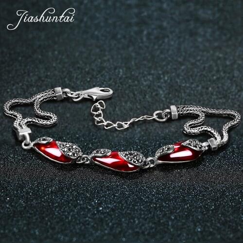 JIASHUNTAI Retro 100% 925 Sterling Silver Bracelets For Women Vintage Silver Jewelry Female