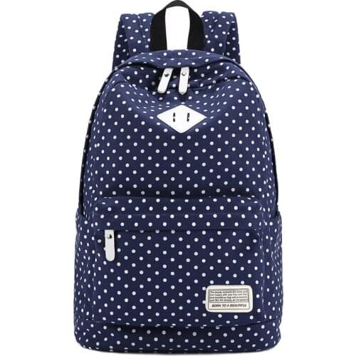 Female Canvas Dotted Printing Backpack Women Backpacks for Teenage Girls Vintage Stylish Ladies Bag Backpack