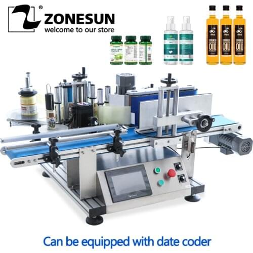 ZONESUN High Speed Desktop Automatic Round Water Vacuum Bottle Label Sticker Labeling Machine Vial Labeller