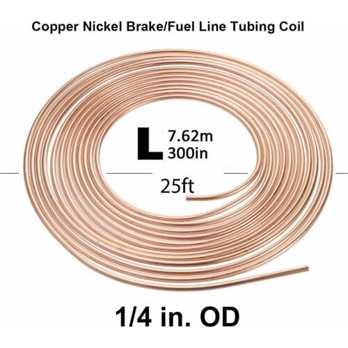 1/4 Inch OD 25 Foot Brake Line Tubing Coil Industrial Repair Tool Pipe Car Accessories Universal Copper Fittings Anti Rust