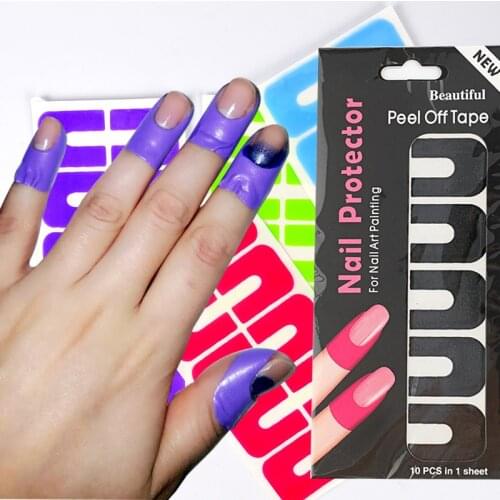 1pcs peeling tape creative U-shaped splash protection nail fingerprint sticker finger skin protection nail polish sticker