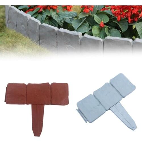 10pcs Garden Fence Border Decorative Flower Bed Edging Cobbled Stone Effect Outdoor Lawn Stakes DIY Palisade Fencing wholesales