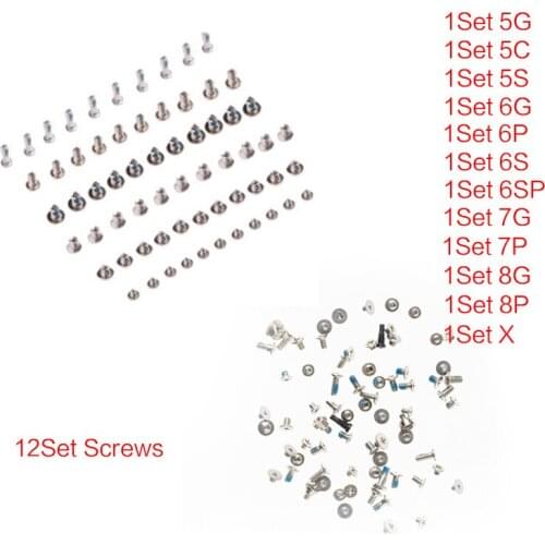 12set Screws Full Screw Set For iPhone 5 5S 5C 6 6S 7 8 Plus X Replacement With Bottom Pentalobe Screws