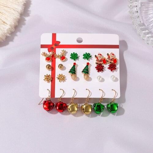 12pcs/set New Christmas Earrings Crystal Snowman Jewelry Christmas Tree Stud Earring For Women Creative Party Accessories Girl G