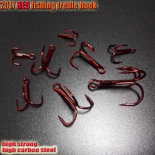 2017 fishing treble hooks color: RED size:2#-14# number 200pcs/lot high carbon steel high strong