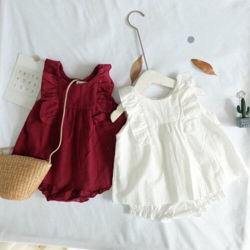 2021 Newborn Infant Baby Girls Bodysuits Cute Sleeveless Solid Romper Jumpsuit Toddler Girl Summer Casual One Piece Clothing