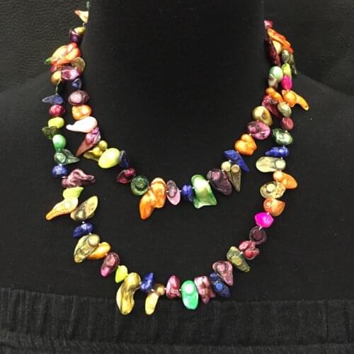 Bohemia Long fresh water pearl necklace Multi color 100CM accept order any lenth beach style fashion women jewelry