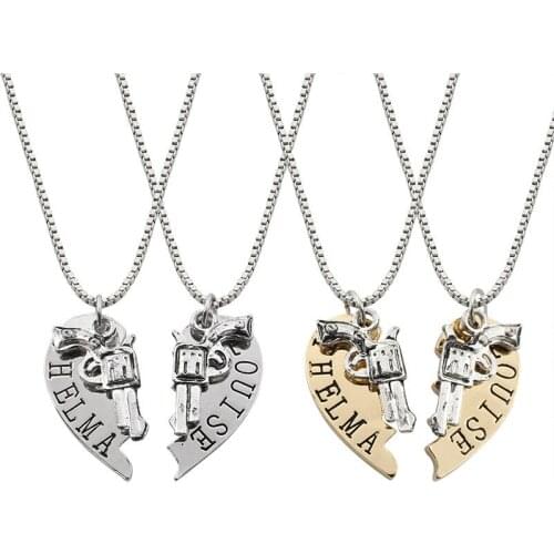 2pcs/set Matching Heart Paired Couple Pendant Gothic Necklace for Women Men Punk Neck Chains Best Friend bff Fashion Jewelry