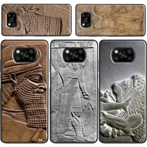 Carving Assyrian Mesopotamian Case For Xiaomi Redmi Note 9 7 8 Pro A 9C 8T 9S Mi Note 10 Lite Ultra 9T POCO X3 F2 Pro